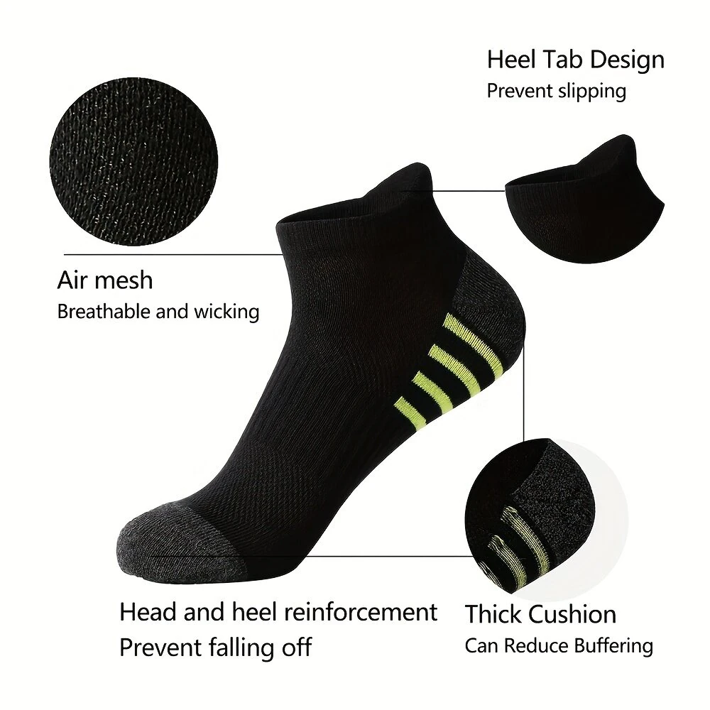 (image for) 12 Pairs Men's Stripe Ankle Socks Casual Breathable Mesh Soft Comfortable Low Cut Elastic Fitness Sports Short Sock