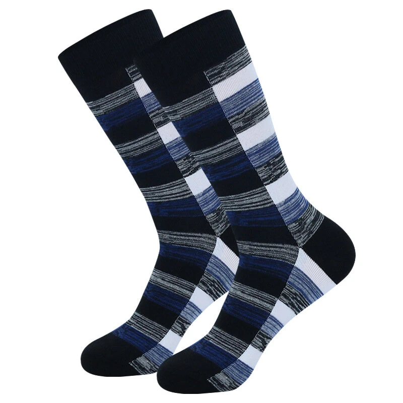 (image for) 5 Pairs Men's Dress Socks Cotton Colorful Striped Geometric Pattern Funny Casual Pack Novelty Business Socks Comfortable