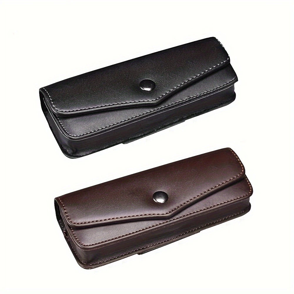 (image for) Hasp Reading Glasses Case Hung On the Belt Leather Waistpack Sunglasses Storage Box for Everyday Use